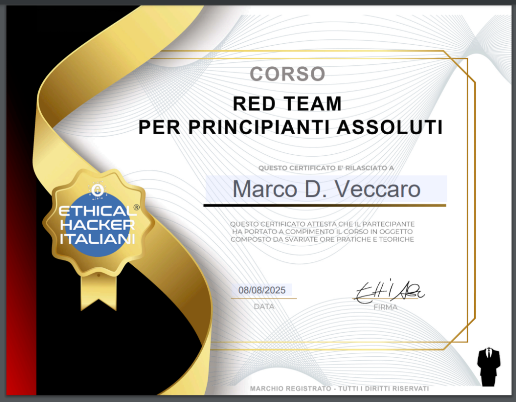 certificato red
