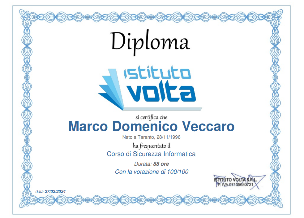 diploma istituto volta