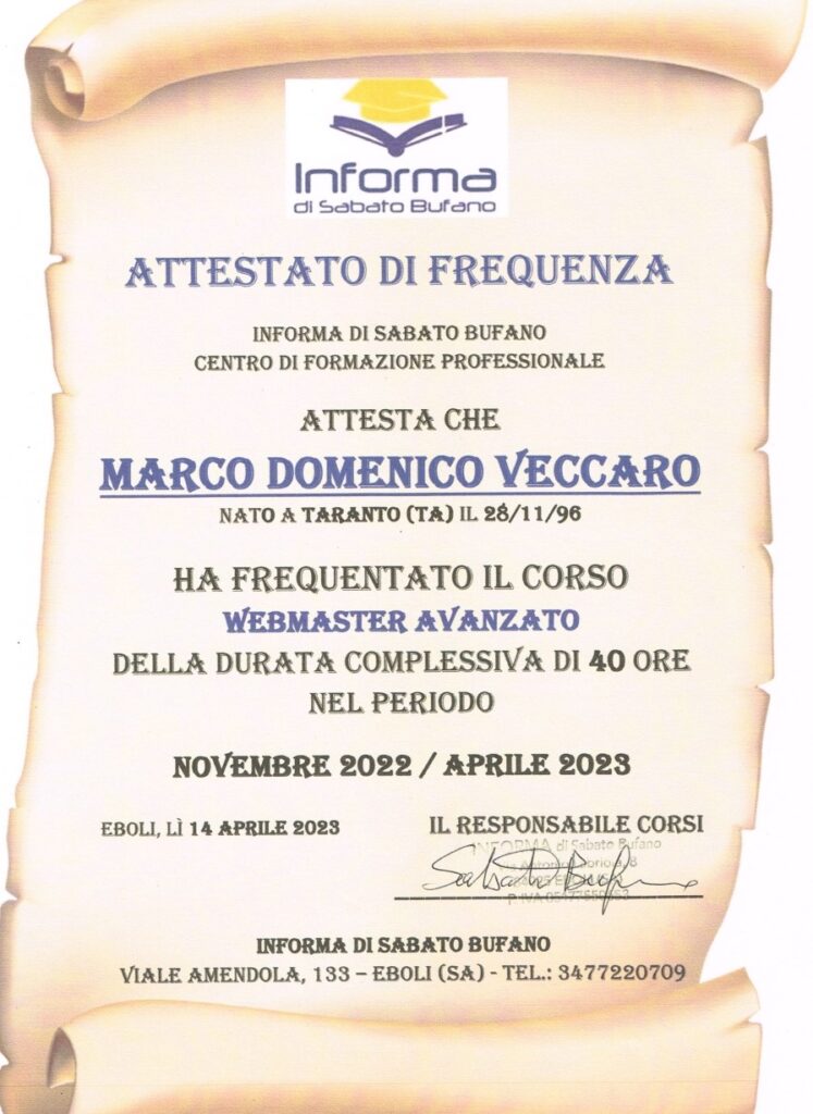 web master avanzato